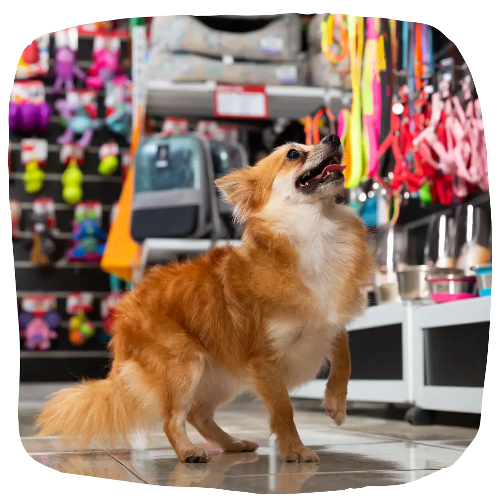 Emotional Support Animal in a store after registering with ESA registry UK