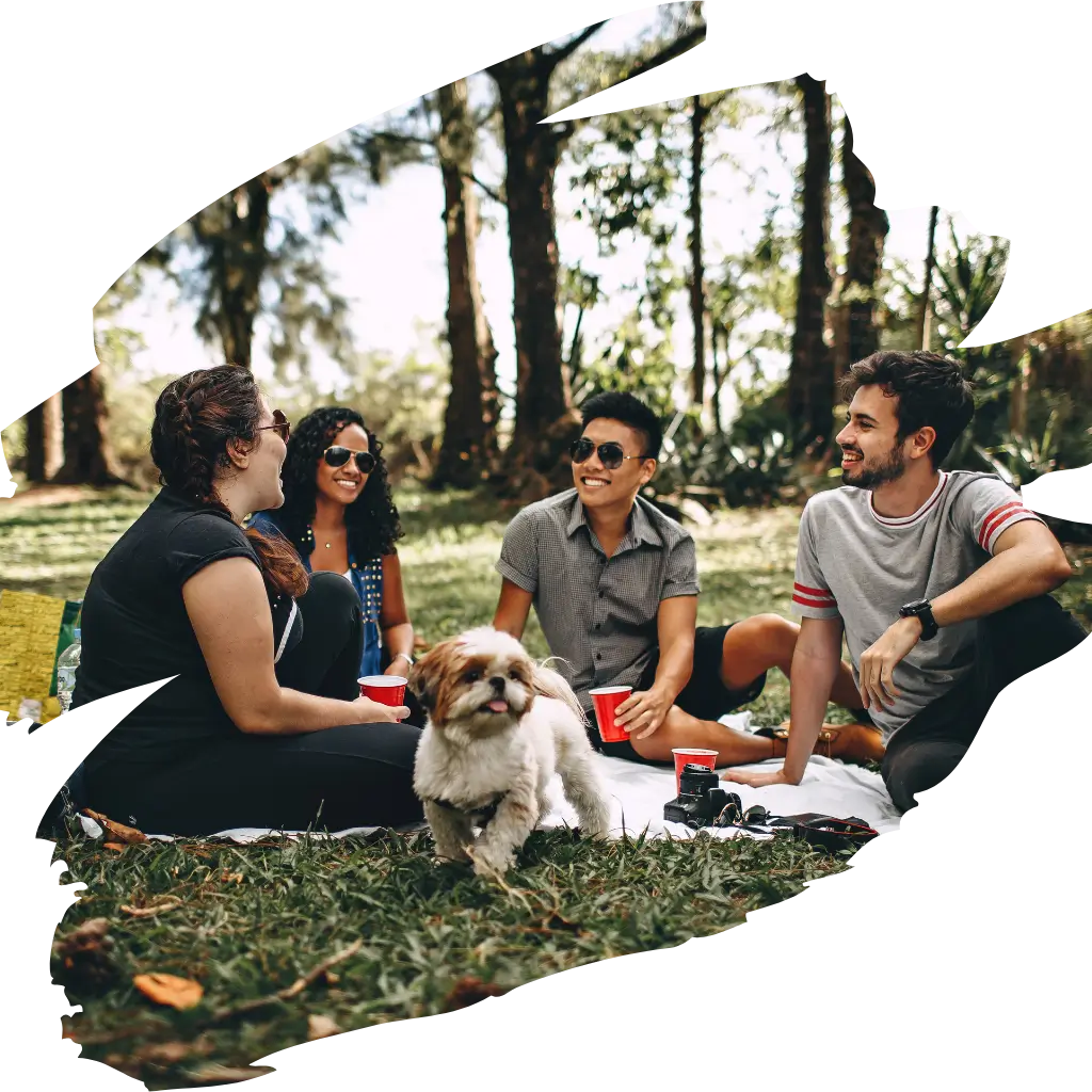 A group of people with their emotional support animal after registering with ESA Registry UK