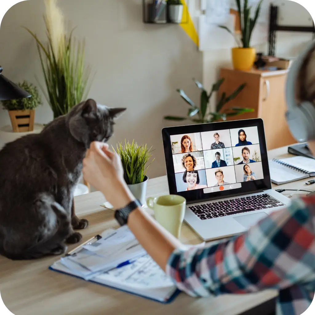 Girl with her emotional support animal at work after getting her emotional support animals registered with ESA Registry UK