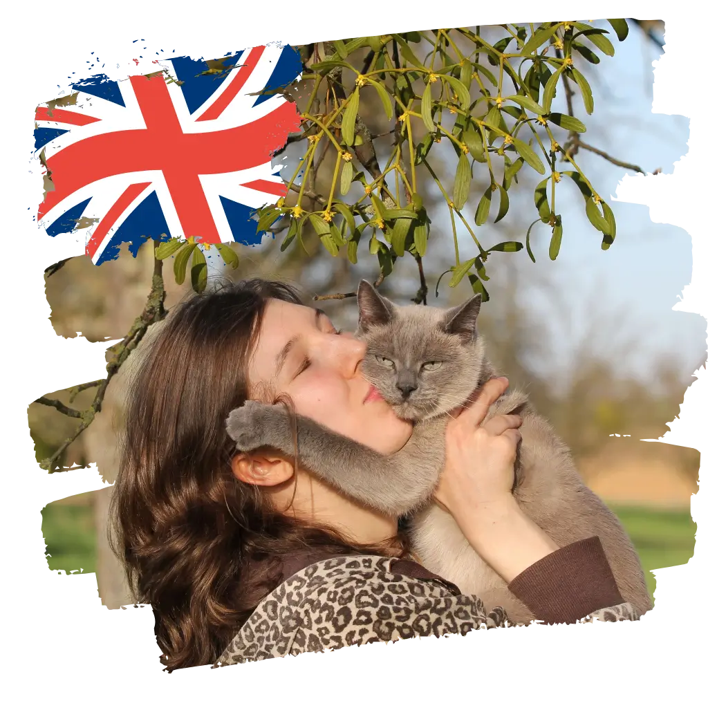 A lady hugging her emotional support cat in the UK, after obtaining registration with ESA Registry UK.