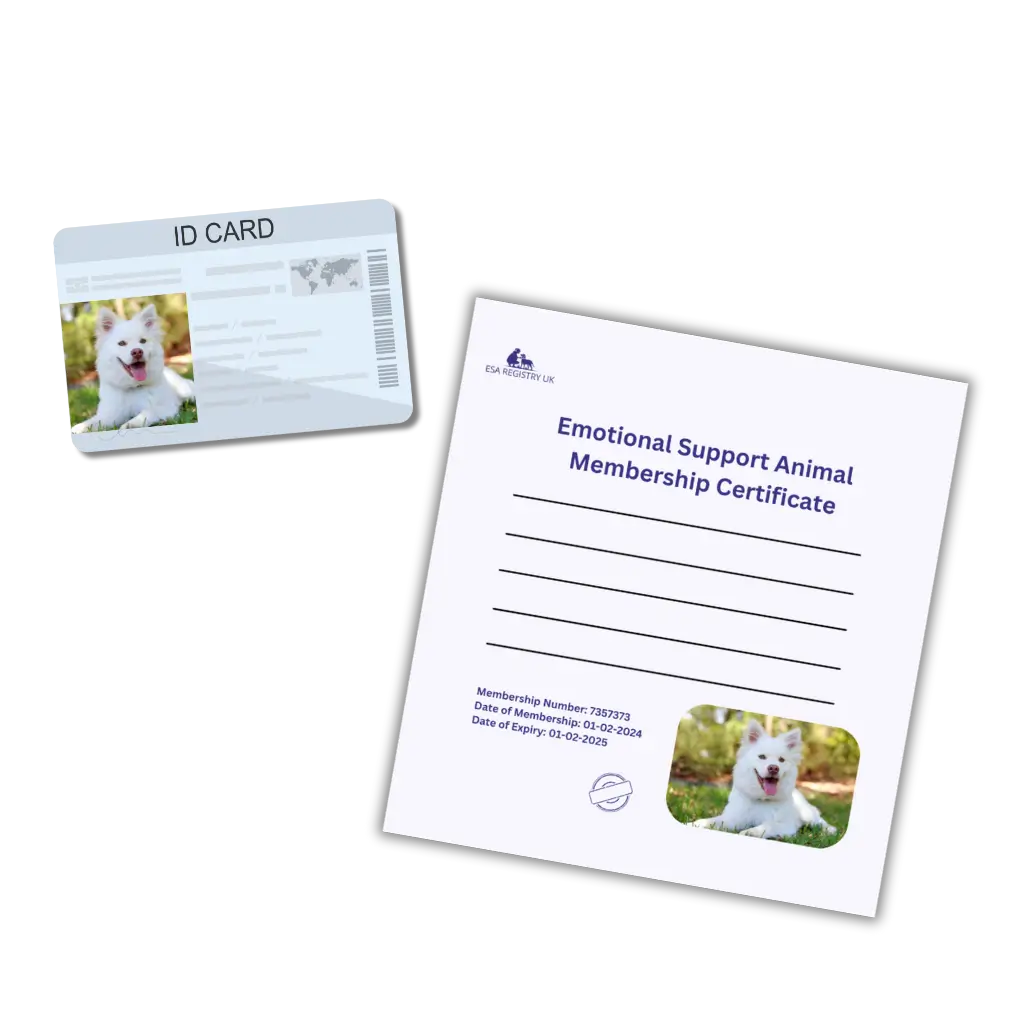 An example of a registration pack for an Emotional Support Animal from ESA Registry UK.