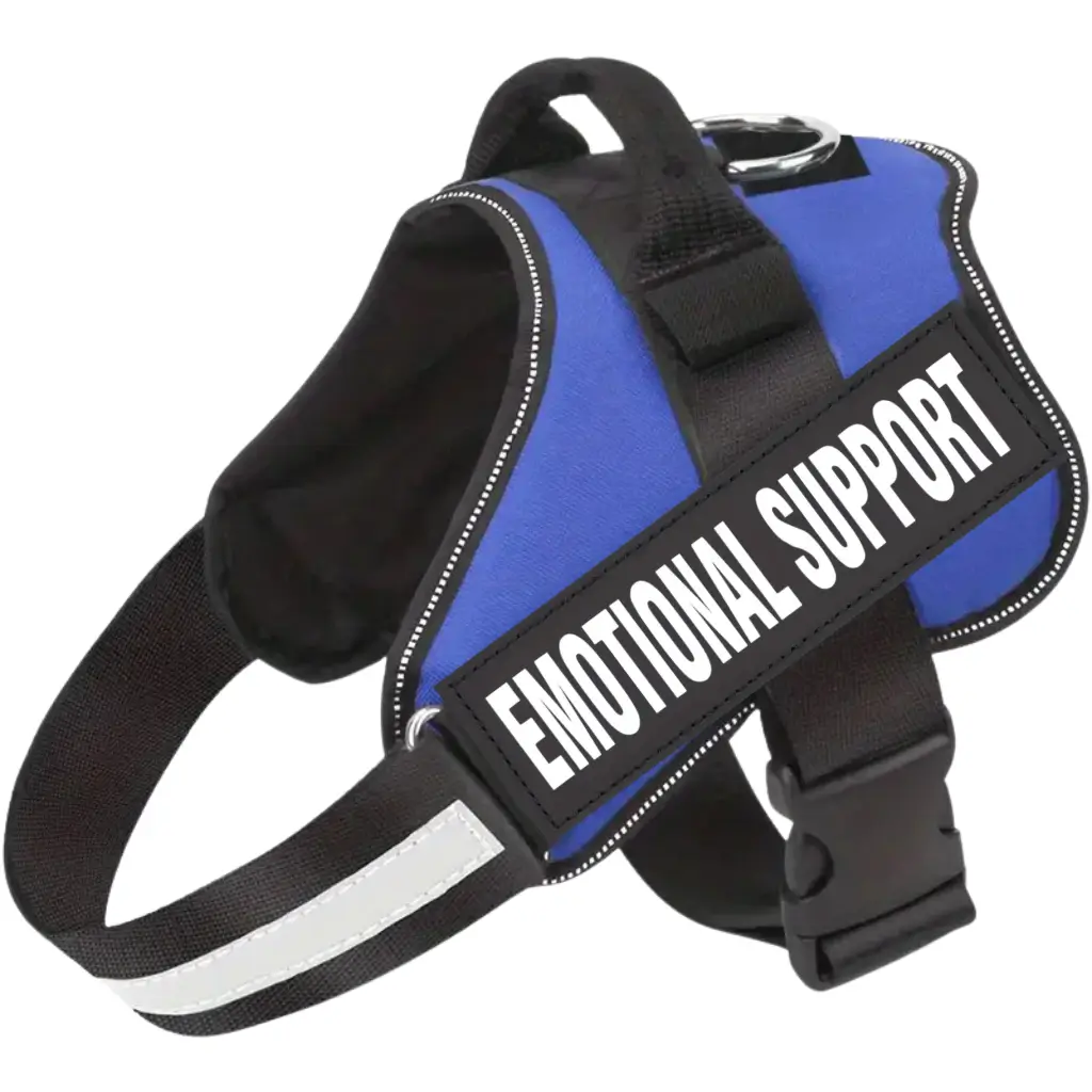 Emotional support dog harness in blue, by esa registry uk.