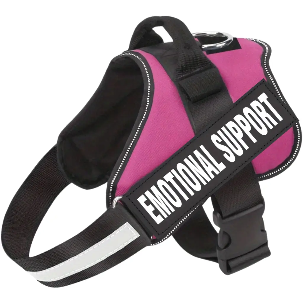 Pink emotional support dog harness by ESA Registry UK.