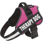 Pink emotional support dog harness with therapy dog message, by ESA Registry UK.